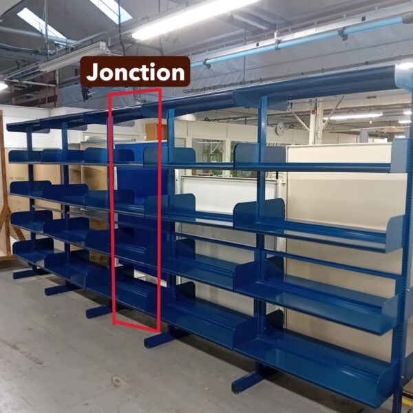 Rayonnage bibliothèque double faces à tablettes « Jonction »