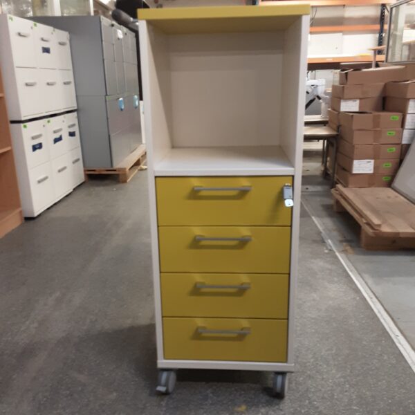 Desserte Roulante, Chariot de Service avec 4 Tiroirs et 1 Etagère, 116x43x143