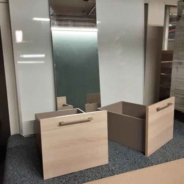 Porte battante avec miroir 128.5x39.5 + 2 tiroirs L39.6 H33.6 P46.8