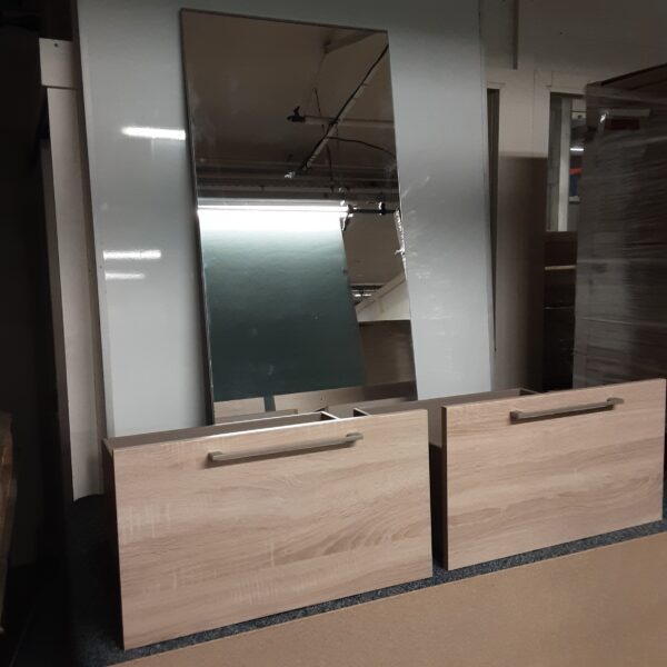 Porte battante avec miroir 128.5x59.5 + 2 tiroirs L59.7 H33.6 P47