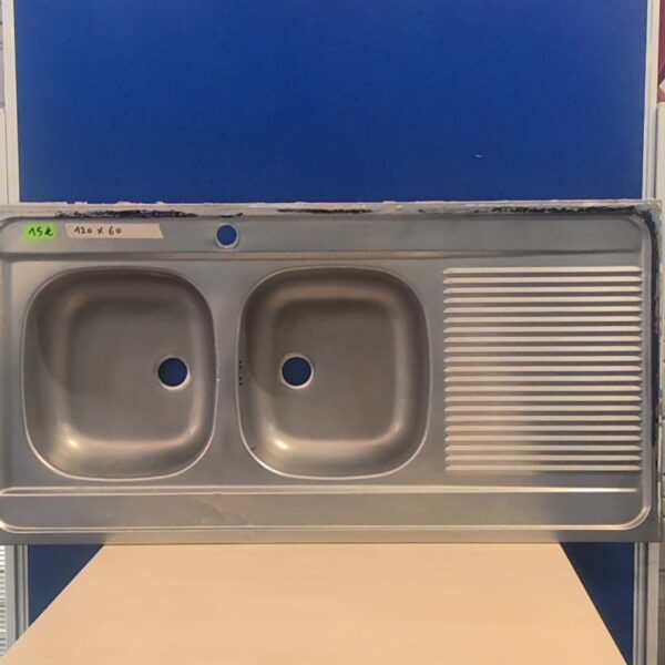 Évier 120 x 60 cm double bac avec égouttoirde inox
